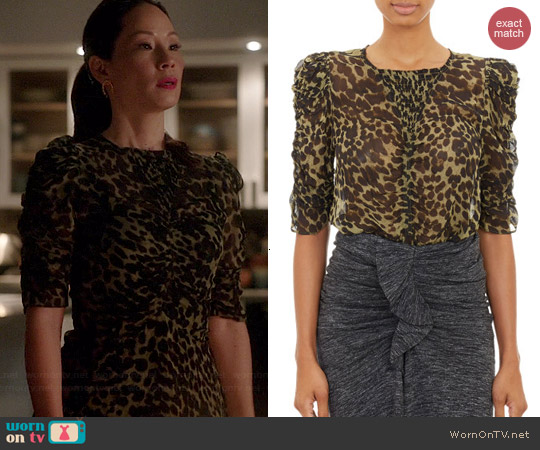 Etoile Isabel Marant Caja Leopard Top worn by Lucy Liu on Elementary