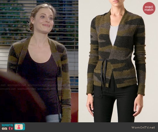 Isabel Marant Camouflage Tie Cardigan worn by Britta Perry (Gillian Jacobs) on Community