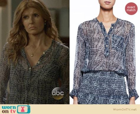 Isabel Marant Etoile Zino Printed Chiffon Blouse worn by Connie Britton on Nashville