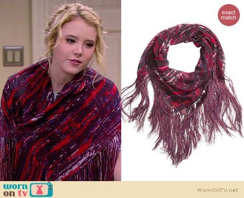 Isabel Marant for H&M Red Printed Fringe Scarf worn by Taylor Sprietler on Melissa & Joey