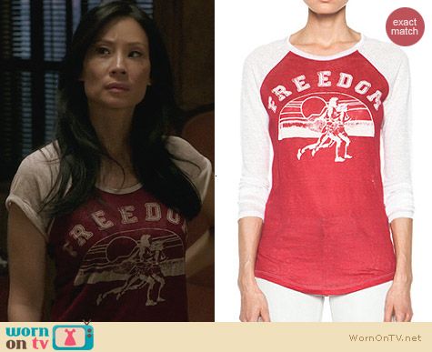 Etoile Isabel Marant Freedom Linen Tee Shirt worn by Lucy Liu on Elementary