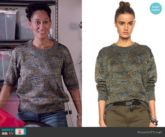 Isabel Marant Wal Lurex Camo Sweatshirt worn by Rainbow Johnson (Tracee Ellis Ross) on Black-ish