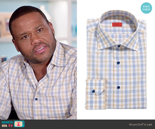 Isaia Woven Large Check Dress Shirt worn by Andre Johnson (Anthony Anderson) on Black-ish