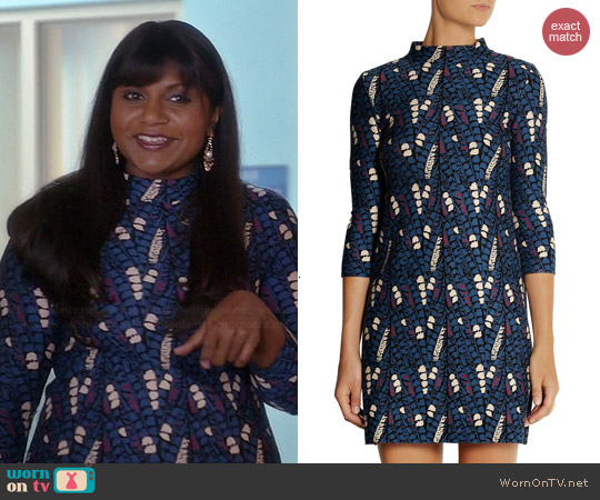 Issa Patterned Stretch-Knit Mini Dress worn by Mindy Kaling on The Mindy Project