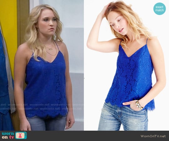 J. Crew Carrie Cami in Bright Ocean Floral Lace worn by Gabi Diamond (Emily Osment) on Young and Hungry