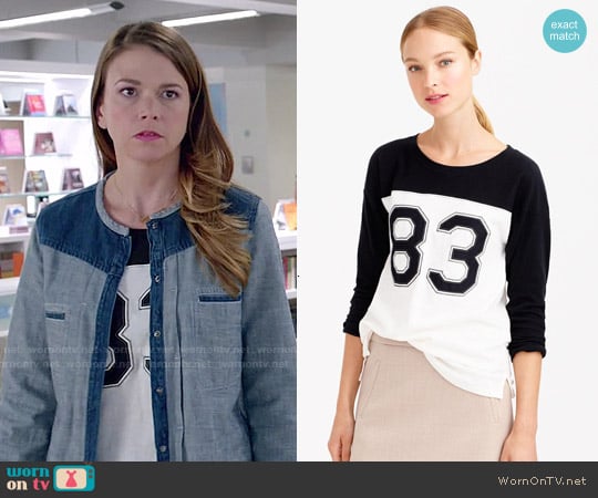 J. Crew 83 Football Tee worn by Liza Miller (Sutton Foster) on Younger