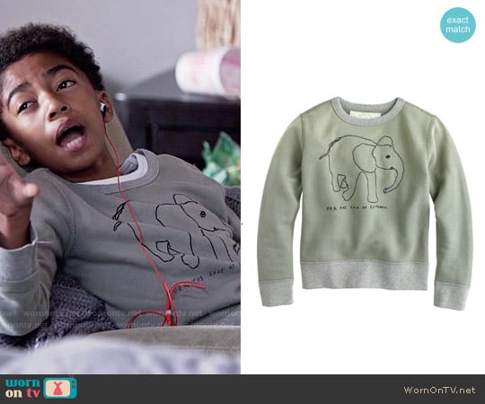 J. Crew Boys Wildlife Trust Elephant Sweatshirt worn by Jack Johnson (Miles Brown) on Black-ish