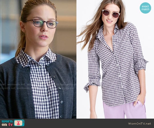 J. Crew Boy Shirt in Mini Gingham worn by Kara Danvers (Melissa Benoist) on Supergirl