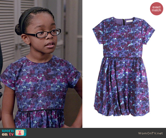 J. Crew Bubble Hem Dress in Violet Floral worn by Diane Johnson (Marsai Martin) on Black-ish