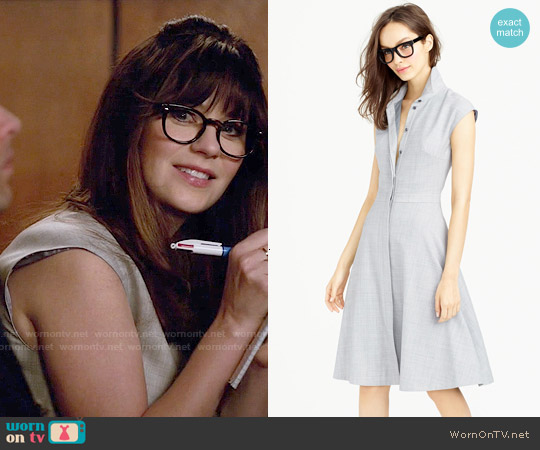 J. Crew Cap Sleeve Shirtdress in Super 120s Wool worn by Jessica Day (Zooey Deschanel) on New Girl