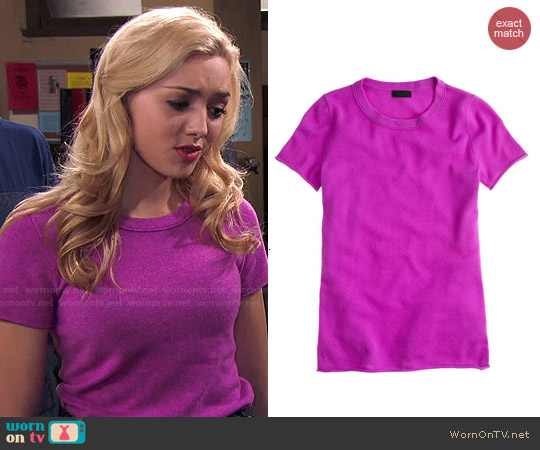 J. Crew Collection Cashmere Tee in Neon Hyacinth worn by Emma Ross (Peyton List) on Jessie