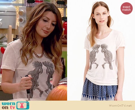 J. Crew Drapey Studded Parrot Tee worn by Nasim Pedrad on Mulaney