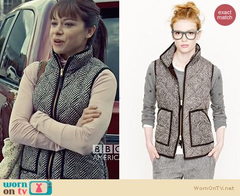 J. Crew Excursion Quilted Vest in Herringbone worn by Tatiana Maslany on Orphan Black