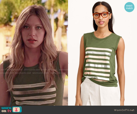 J. Crew Foil Striped Tank Top in Safari worn by Josslyn Carver (Jes Macallan) on Mistresses