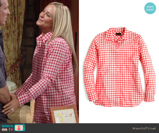 J. Crew Red Gingham Check Boy Shirt worn by Sharon Newman (Sharon Case) on The Young and the Restless