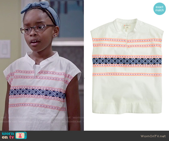 J. Crew Girls' Embroidered Sleeveless Tunic worn by Diane Johnson (Marsai Martin) on Black-ish