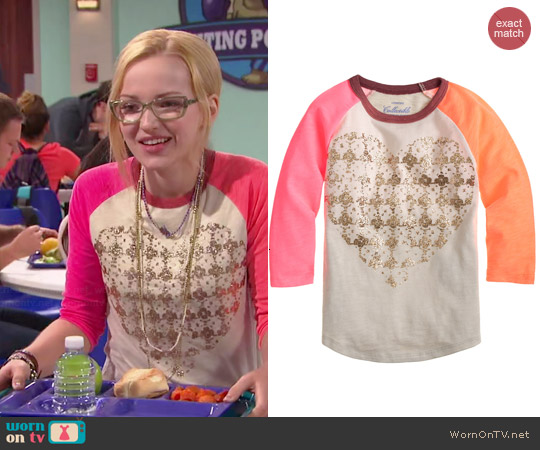 J. Crew Girls Metallic Heart Baseball Tee worn by Maddie Rooney (Dove Cameron) on Liv and Maddie