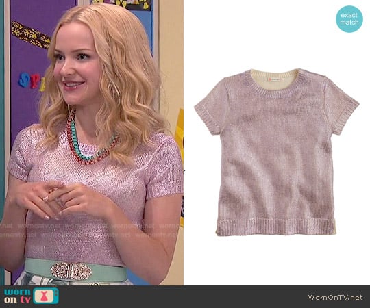 J. Crew Metallic Short Sleeve Popover Sweater worn by Liv Rooney (Dove Cameron) on Liv and Maddie