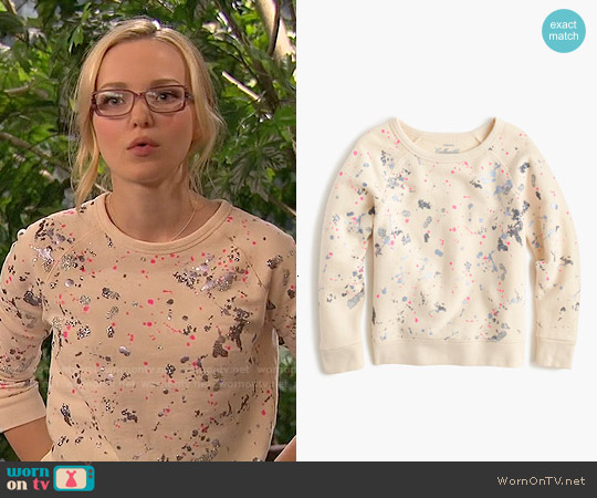 J. Crew Girls Splatter Paint Sweatshirt worn by Maddie Rooney (Dove Cameron) on Liv and Maddie