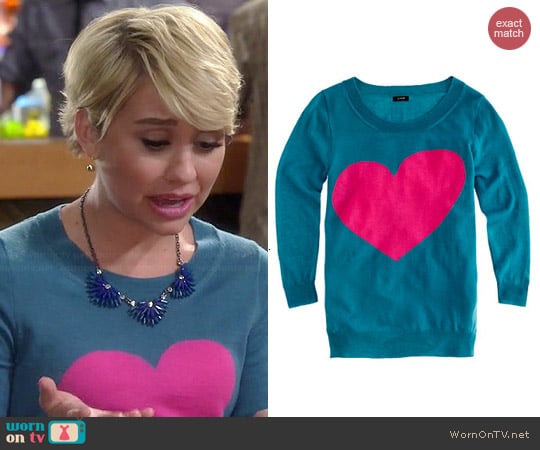 J. Crew Heart Me Sweater worn by Chelsea Kane on Baby Daddy