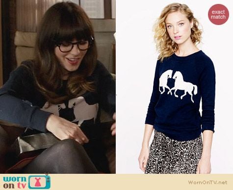 J. Crew Horsing Around Sweatshirt worn by Zooey Deschanel on New Girl