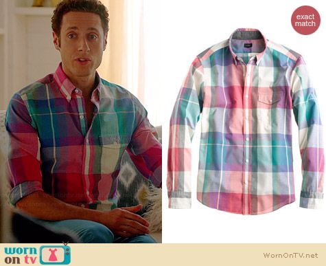 J. Crew Indian Cotton Shirt in Muslin Plaid worn by Paulo Constanzo on Royal Pains