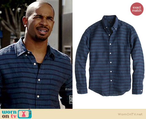 J. Crew Irish Linen Stripe Shirt worn by Damon Wayans Jr on New Girl