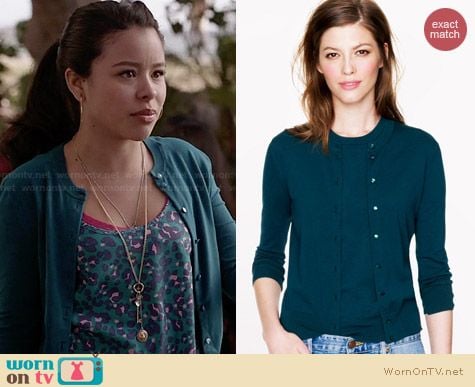 J. Crew Jackie Cardigan in Landscape Green worn by Cierra Ramirez on The Fosters