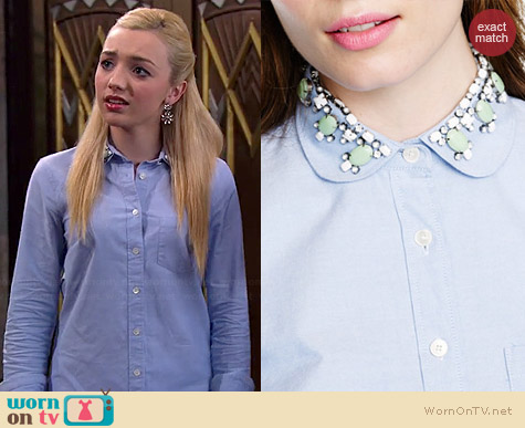 J. Crew Jeweled Peter Pan Oxford Boy Shirt worn by Peyton List on Jessie