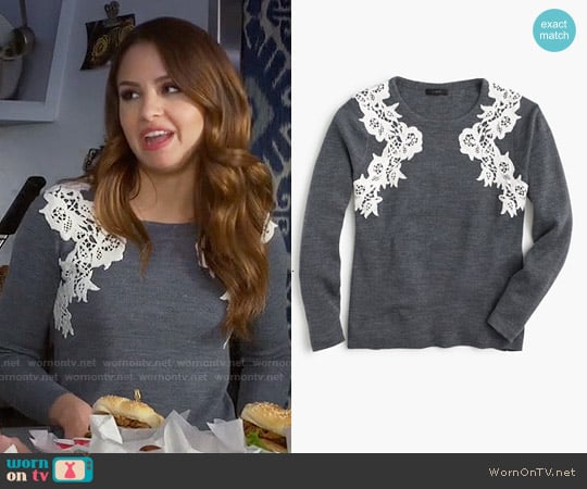 J. Crew Lace Applique Sweater worn by Sofia Rodriguez (Aimee Carrero) on Young and Hungry