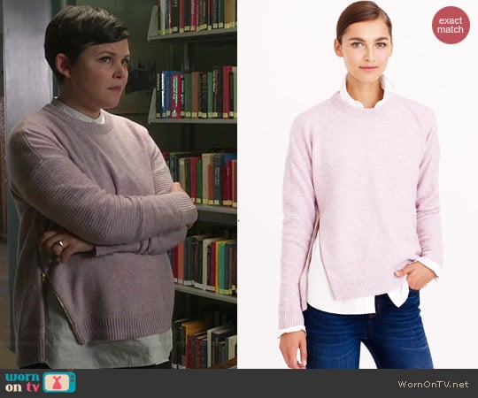 J. Crew Lambswool Zip Sweater in Lavender Multi worn by Ginnifer Goodwin on OUAT