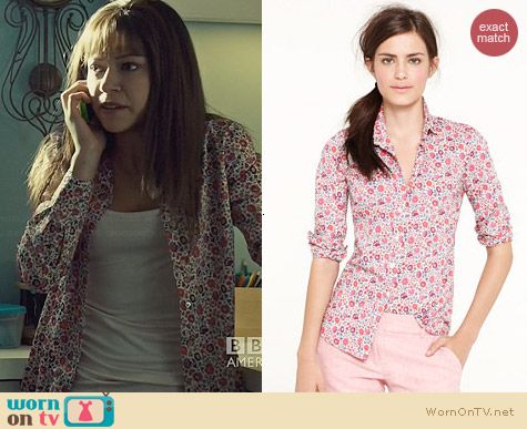 J. Crew Liberty Perfect Shirt in D'Anjo worn by Tatiana Maslany on Orphan Black