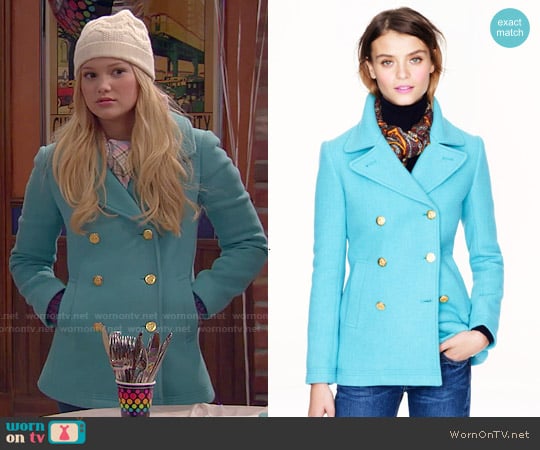 J. Crew Majesty Peacoat in Hthr Mineral worn by Lindy Watson (Olivia Holt) on I Didnt Do It