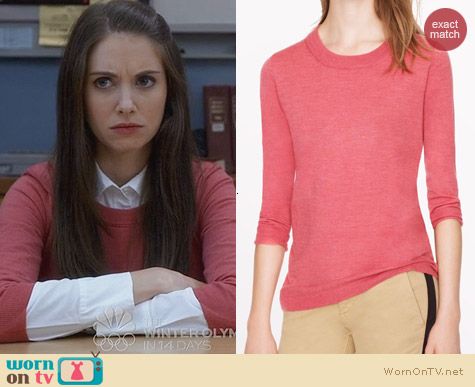 J. Crew Merino Tippi Sweater in Pink worn by Alison Brie on Community