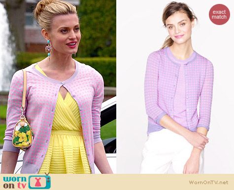 J. Crew Microcheck Cardigan in Pink/Purple worn by Brooke D'Orsay on Royal Pains