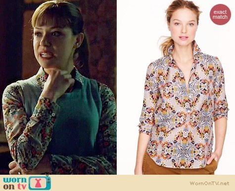 J. Crew Misty Fog Floral Popover worn by Tatiana Maslany on Orphan Black