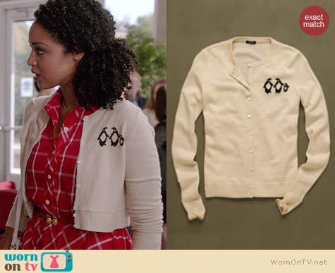 J. Crew Penguin Cardigan worn by Aisha Dee on Chasing Life