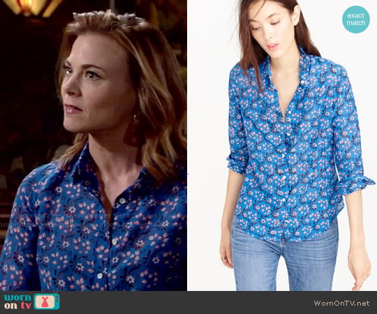 J. Crew Perfect Shirt in Vintage Scarf Print worn by Phyllis Newman (Gina Tognoni) on The Young and the Restless