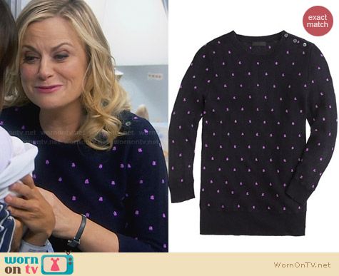 J. Crew Pointelle Dot Sweater worn by Amy Poehler on Parks & Rec