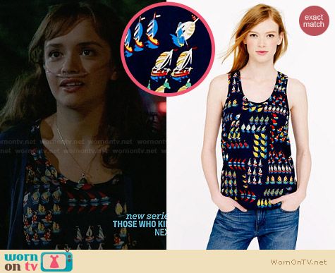 J. Crew Ratti Regata Top worn by Olivia Cooke on Bates Motel