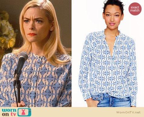 J. Crew Silk Cat Print Blouse worn by Jaime King on Hart of Dixie