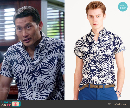 J. Crew Secret Wash Shirt in Fern Print worn by Chin Ho Kelly (Daniel Dae Kim) on Hawaii Five-O