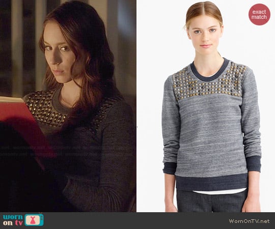 J. Crew Studded Sweatshirt worn by Spencer Hastings (Troian Bellisario) on Pretty Little Liars