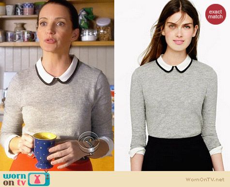 J. Crew Tipped Silk Collar Top worn by Kristen Davis on Bad Teacher