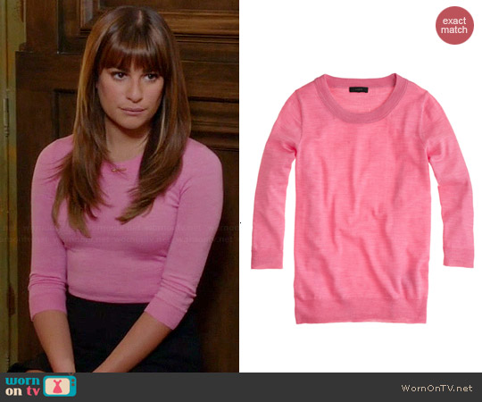 J. Crew Tippi Sweater in Hthr Begonia worn by Lea Michele on Glee