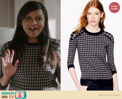 J. Crew Tippi Sweater in Houndstooth worn by Mindy Kaling on The Mindy Project