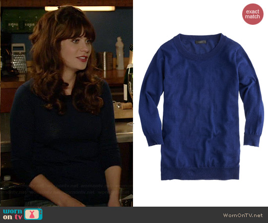 J. Crew Tippi Sweater in Midnight worn by Zooey Deschanel on New Girl