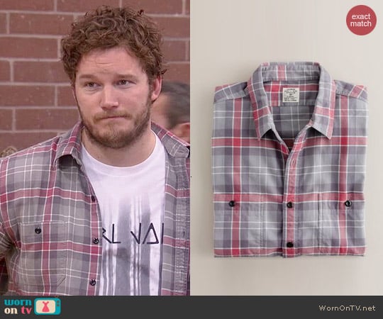 J. Crew Vintage Flannel Shirt in Winterbrook Plaid worn by Chris Pratt on Parks & Rec