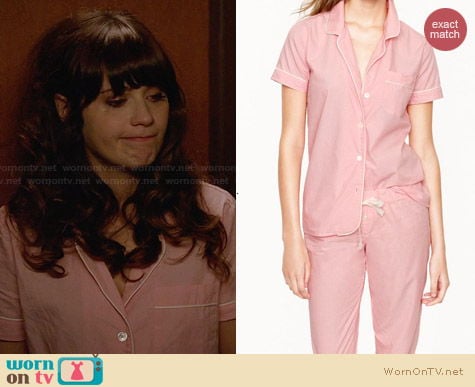 J. Crew Vintage Short-Sleeve Pajamas in Neon Coral worn by Zooey Deschanel on New Girl