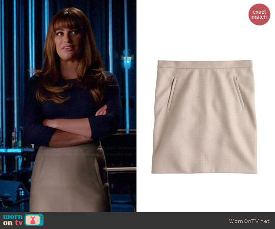 J. Crew Zip Pocket Mini Skirt in Hthr Stone worn by Lea Michele on Glee